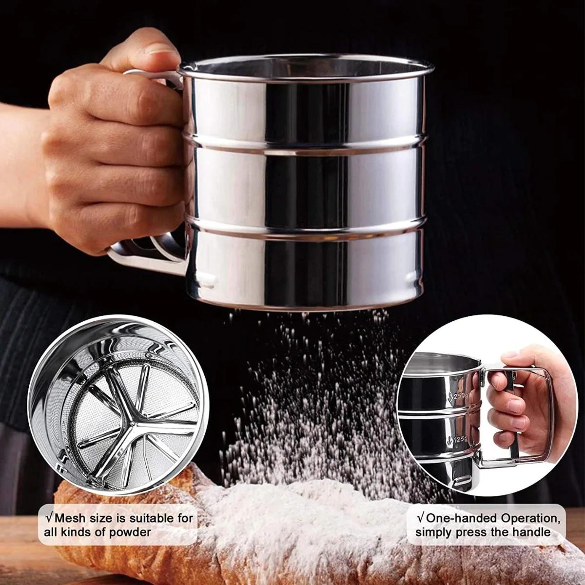 Handheld Stainless Steel Flour Shaker Mesh Flour Shifter