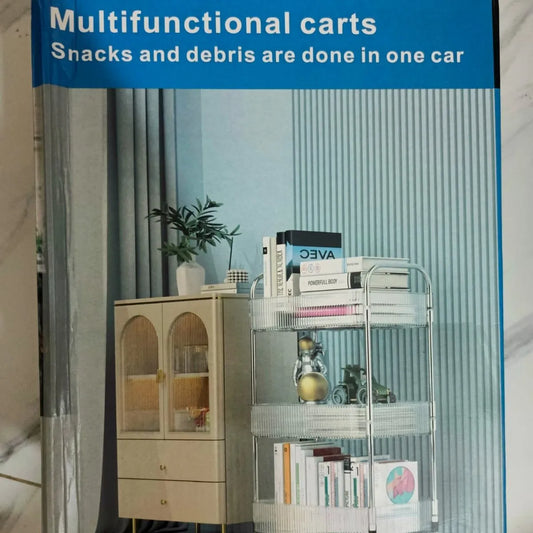 3-Tier Clear Acrylic Storage Cart with 360° Swivel Wheels - Durable, Space-Saving Design for Home