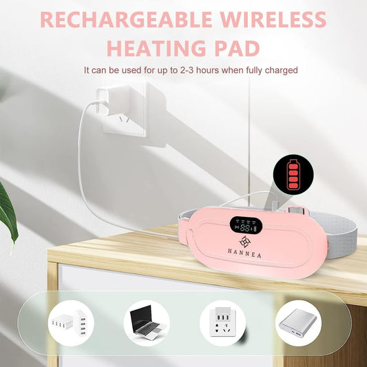 Electric Period Cramp Massager Vibrator Heating Belt for Menstrual Relief Pain Waist Stomach Warming Women