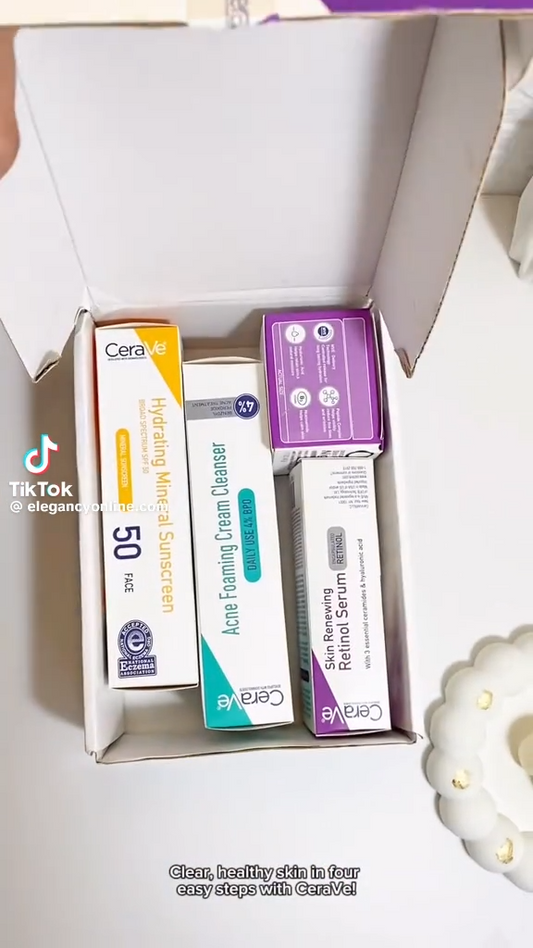 CeraVe 4 in 1 Skincare Kit Night Cream, Sunblock, Cleanser & Serum for Radiant Skin