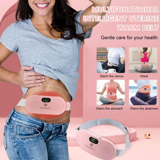 Electric Period Cramp Massager Vibrator Heating Belt for Menstrual Relief Pain Waist Stomach Warming Women