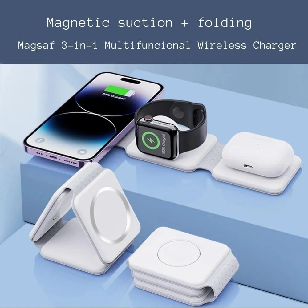 3 in 1 Wireless Charger for Phone, Magnetic Foldable 3 in 1 Charging Station,