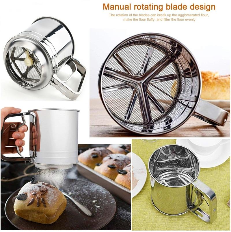 Handheld Stainless Steel Flour Shaker Mesh Flour Shifter